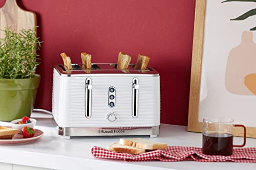 Russell Hobbs Inspire 4-Slice Toaster – Extra-Wide Slots, High-Lift, 6 Browning Levels, White