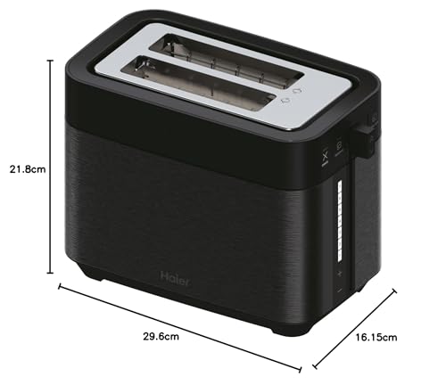 Haier I-Master Series 5 2-Slice Toaster – Extra-Large Slots, Stainless Steel, Black