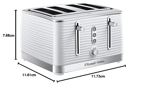 Russell Hobbs Inspire 4-Slice Toaster – Extra-Wide Slots, High-Lift, 6 Browning Levels, White