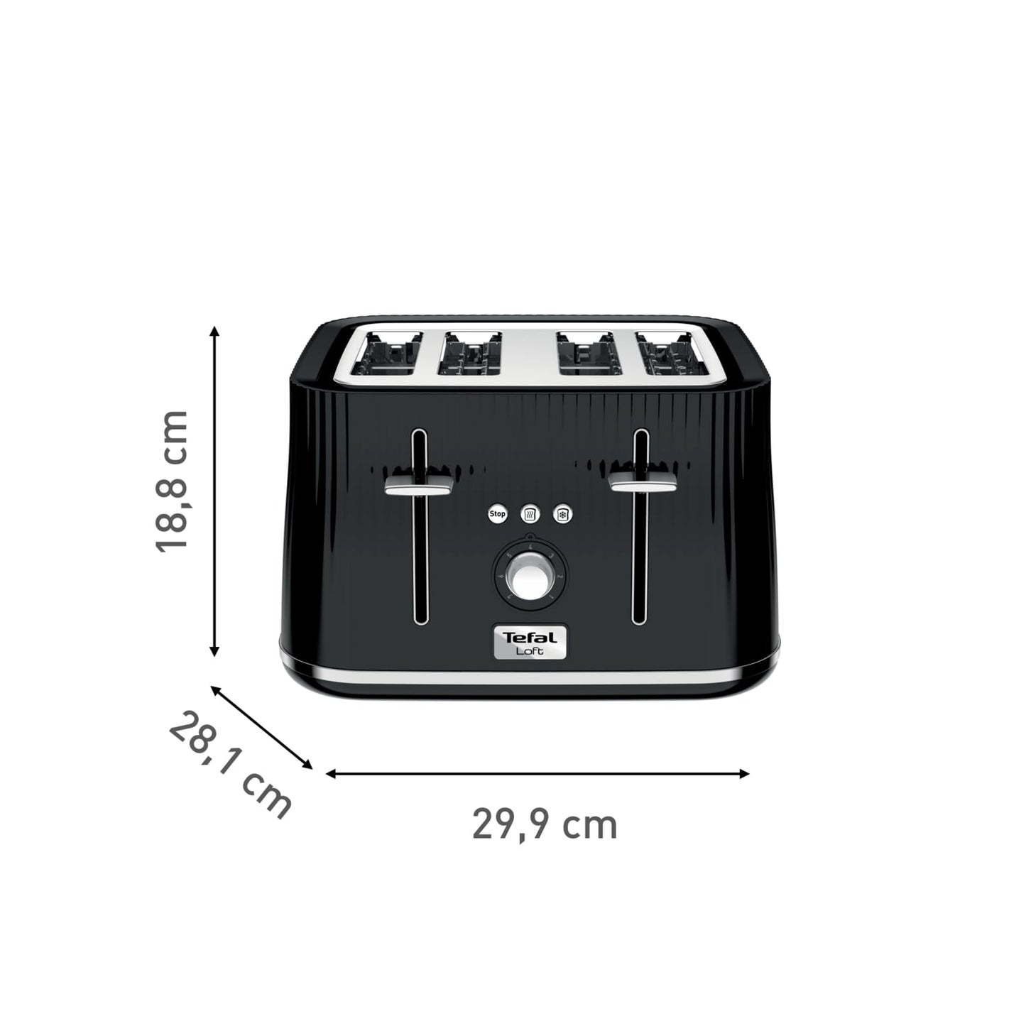Tefal Loft 4-Slice Toaster – Extra-Wide Slots, Black