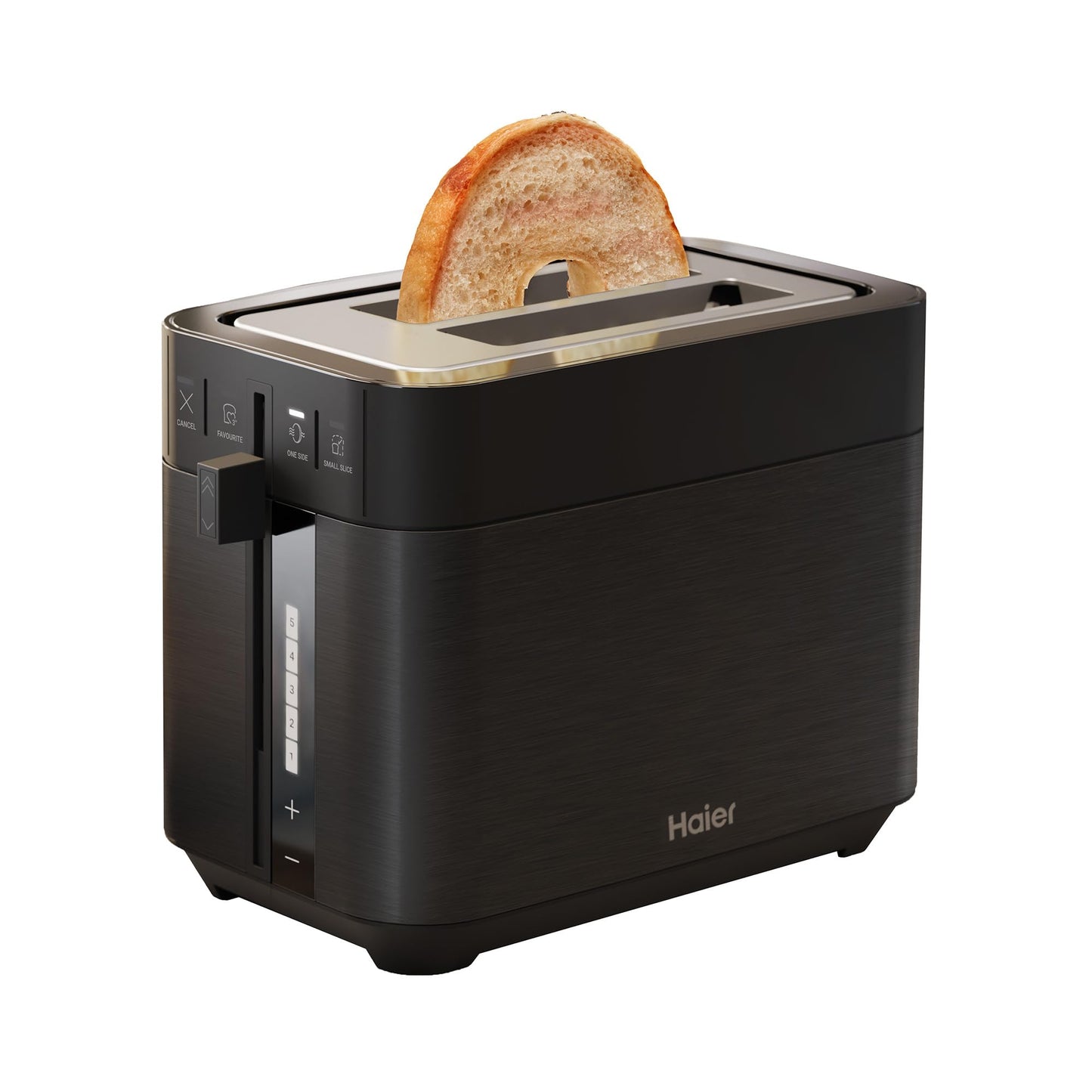 Haier I-Master Series 5 2-Slice Toaster – Extra-Large Slots, Stainless Steel, Black