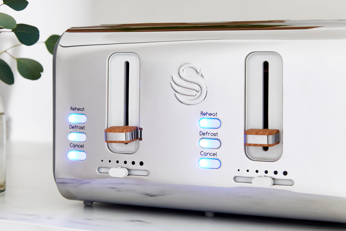 Swan Nordic 4-Slice Toaster – 1500W, Grey, Defrost & Reheat Functions