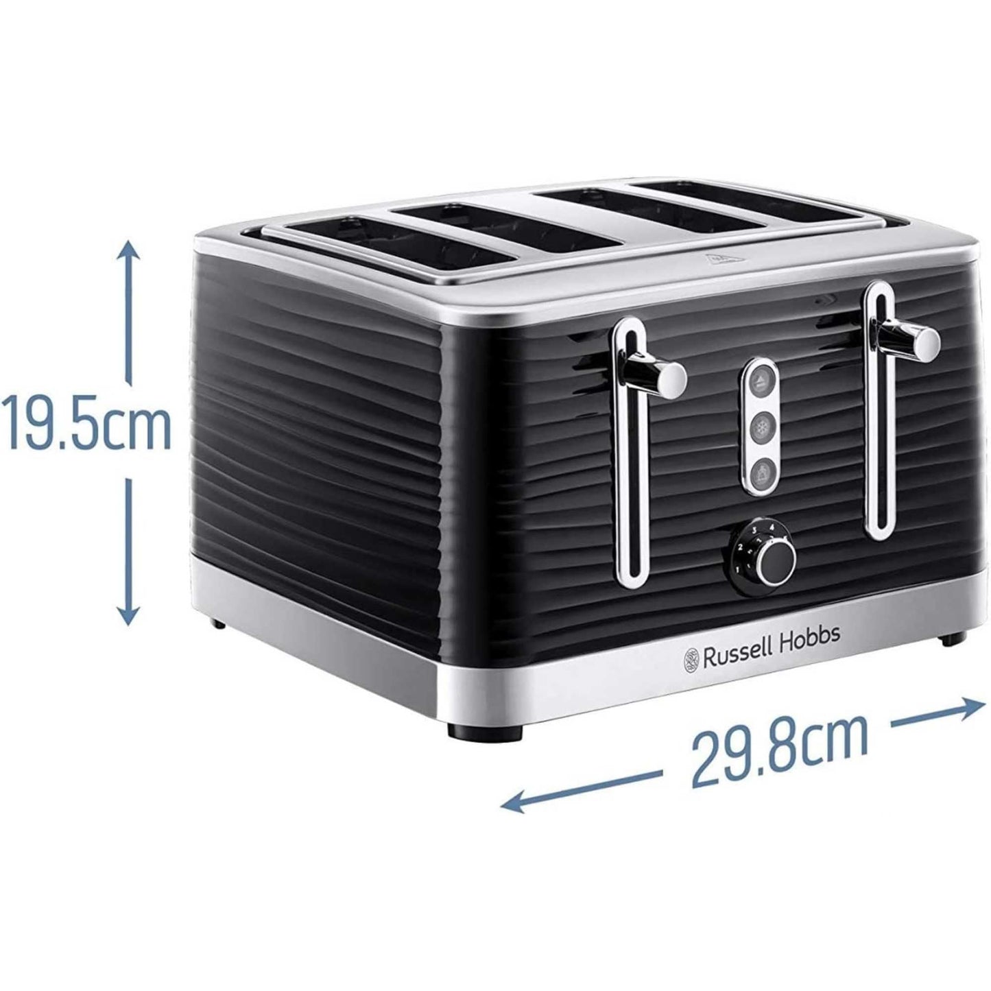 Russell Hobbs Inspire 4-Slice Toaster – Extra-Wide Slots, High-Lift, 6 Browning Levels, Black