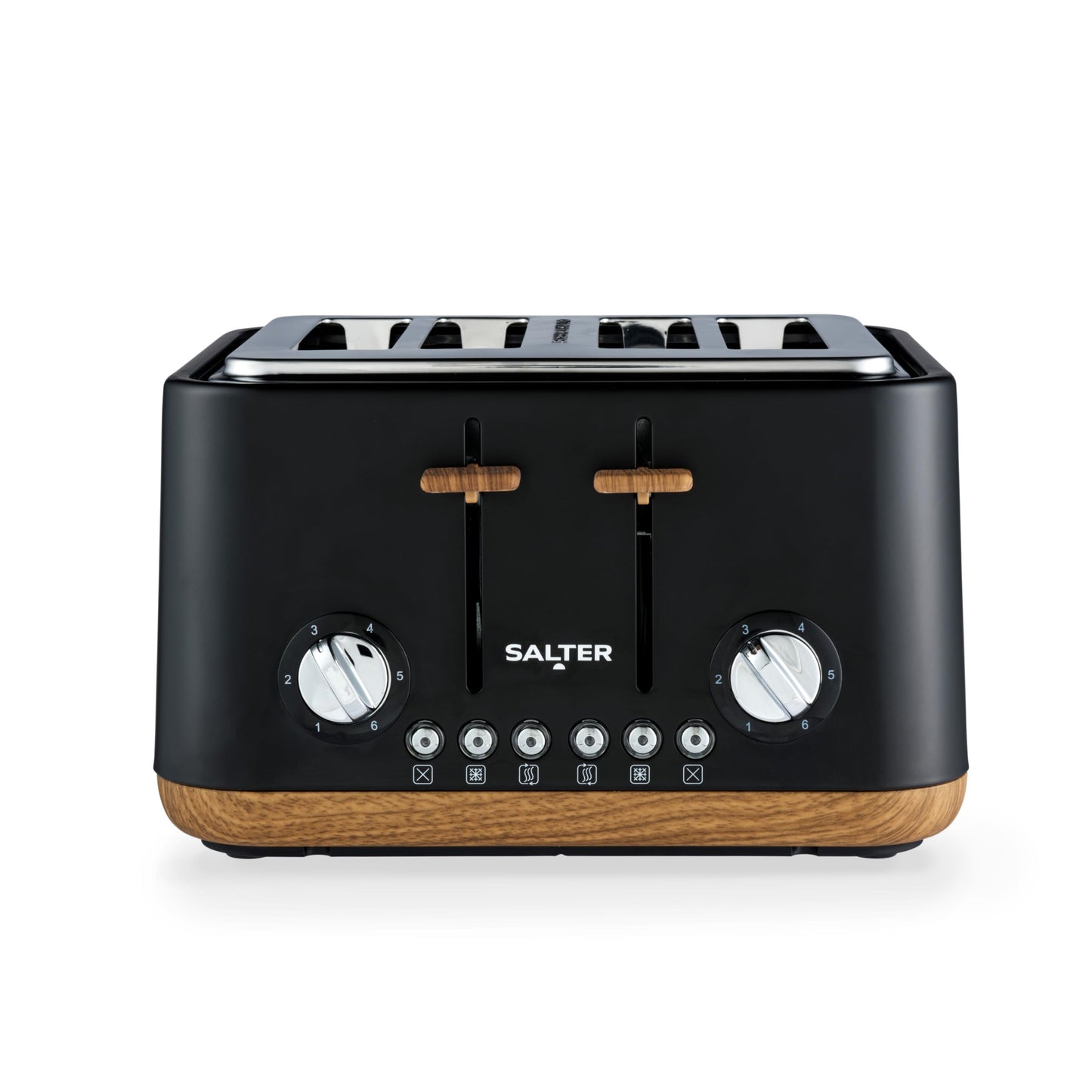 Salter Toronto 4-Slice Toaster – Wide Slots, 6 Browning Levels, High-Lift, Wood Effect & Black
