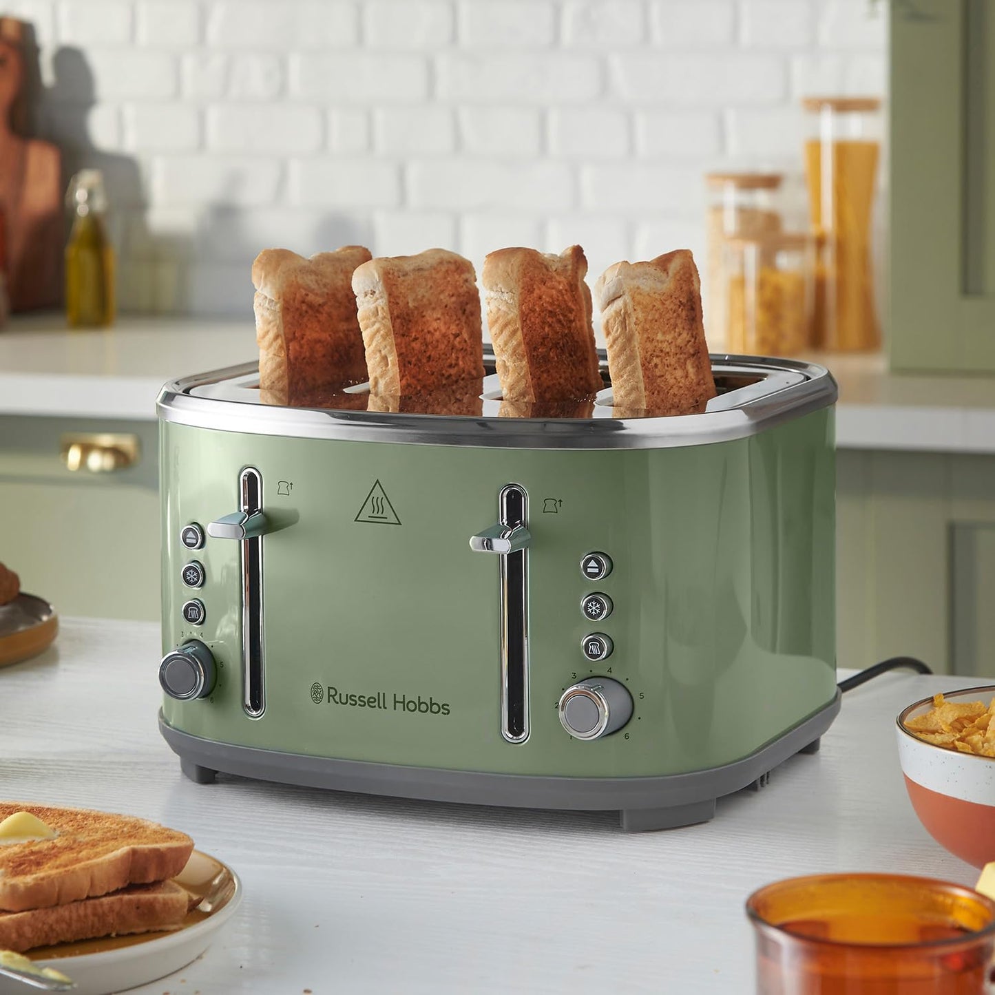 Russell Hobbs 4-Slice Toaster – Extra-Wide Slots, Sage