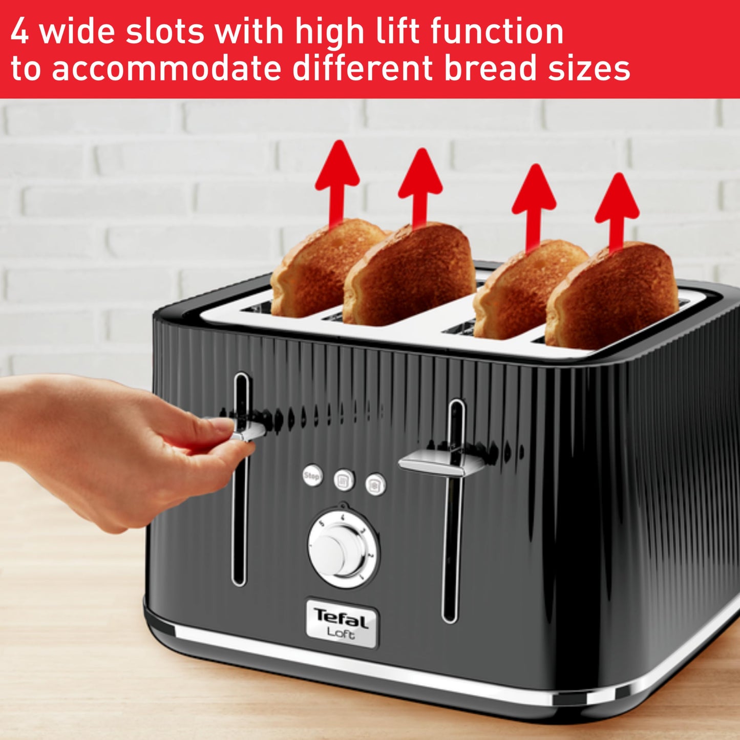 Tefal Loft 4-Slice Toaster – Extra-Wide Slots, Black