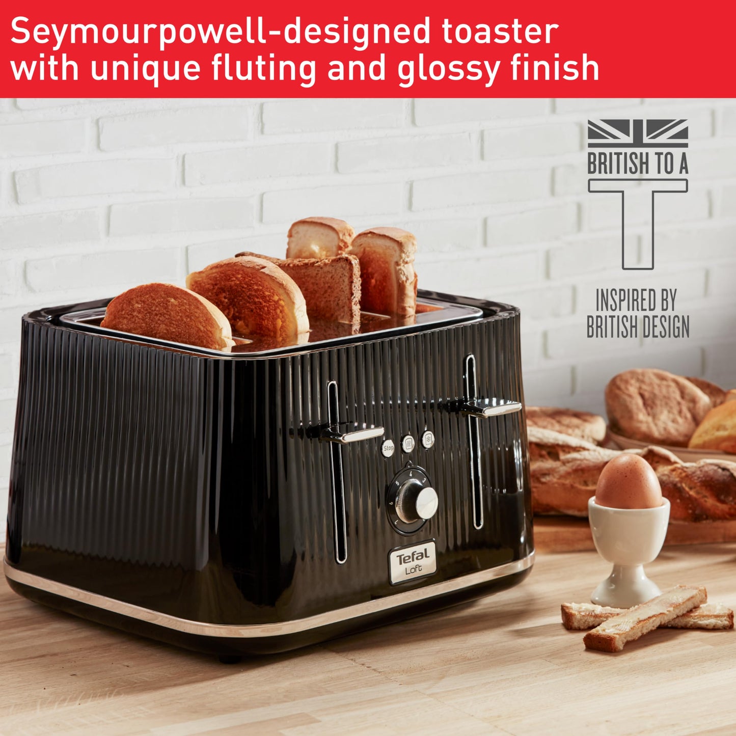 Tefal Loft 4-Slice Toaster – Extra-Wide Slots, Black