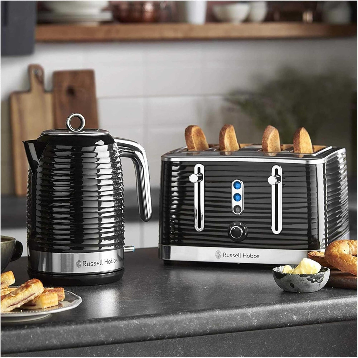 Russell Hobbs Inspire 4-Slice Toaster – Extra-Wide Slots, High-Lift, 6 Browning Levels, Black