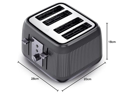 Kenwood Dusk 4-Slice Toaster – 5 Browning Levels, Defrost & Reheat, Slate Grey