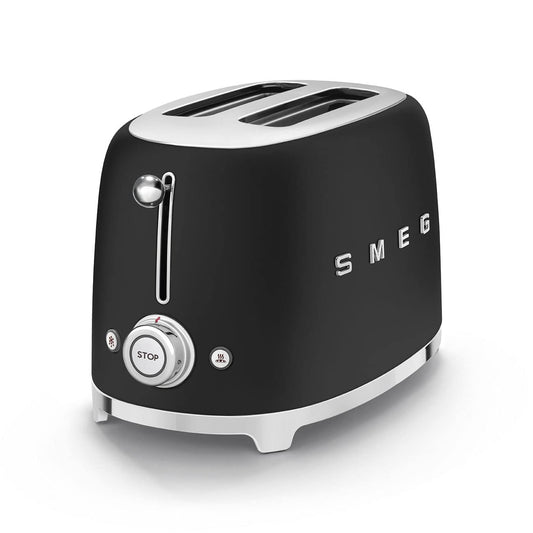 Smeg 2-Slice Toaster – Extra Wide Slots, 3 Preset Functions, 950W, Matte Black
