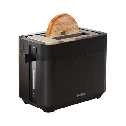 Haier I-Master Series 5 2-Slice Toaster – Extra-Large Slots, Stainless Steel, Black
