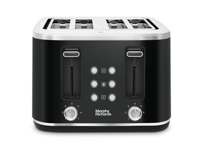 Morphy Richards Motive 4-Slice Toaster – Browning Controls, Reheat & Defrost, Black