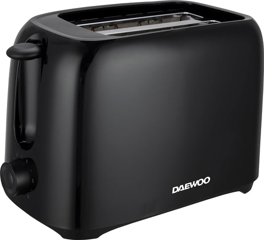 Daewoo 2-Slice Toaster – Adjustable Browning, Slide-Out Crumb Tray, Compact Black