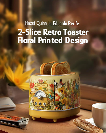 Hazel Quinn Retro 2-Slice Toaster – Extra Wide Slots, 6 Browning Levels