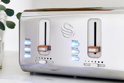 Swan Nordic 4-Slice Toaster – 1500W, Grey, Defrost & Reheat Functions