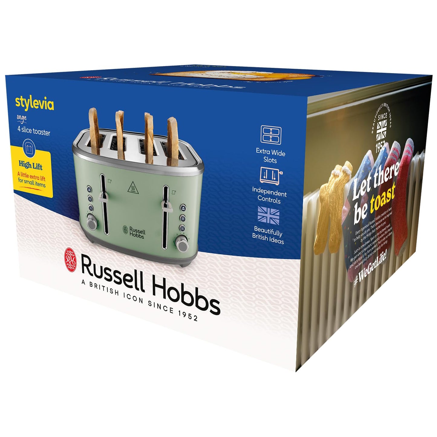 Russell Hobbs 4-Slice Toaster – Extra-Wide Slots, Sage