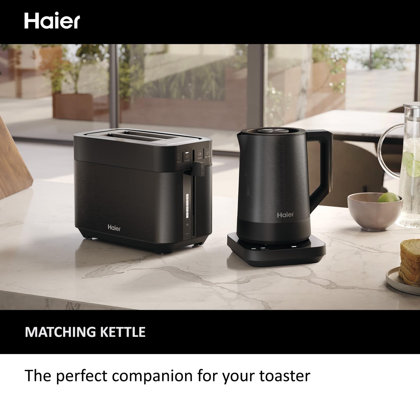 Haier I-Master Series 5 2-Slice Toaster – Extra-Large Slots, Stainless Steel, Black
