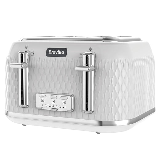Breville Curve 4-Slice Toaster – High Lift, Wide Slots, White & Chrome