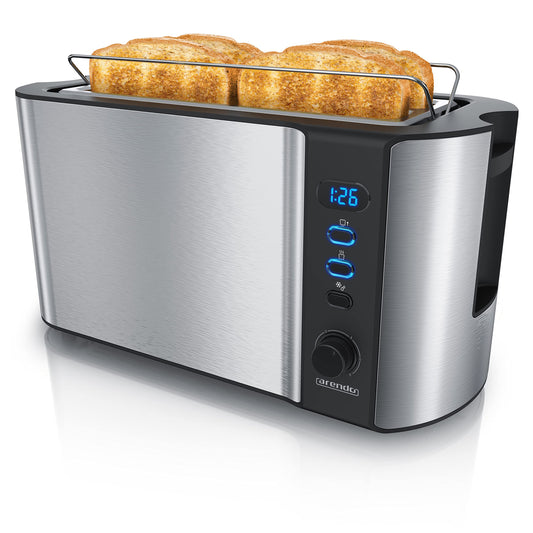 Arendo Frukost 4-Slice Long Slot Toaster – Warming Rack & 6 Browning Levels