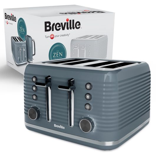 Breville Zen 4-Slice Toaster – High Lift, Wide Slots, Grey & Chrome
