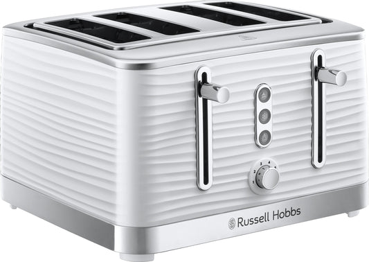 Russell Hobbs Inspire 4-Slice Toaster – Extra-Wide Slots, High-Lift, 6 Browning Levels, White